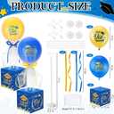 Seenelling 4 Sets Graduation Centerpieces for Tables Tulle Tutu Balloons with Foil Box Navy Blue and Gold Graduation Party Decorations Grad Balloon Stand for College High School