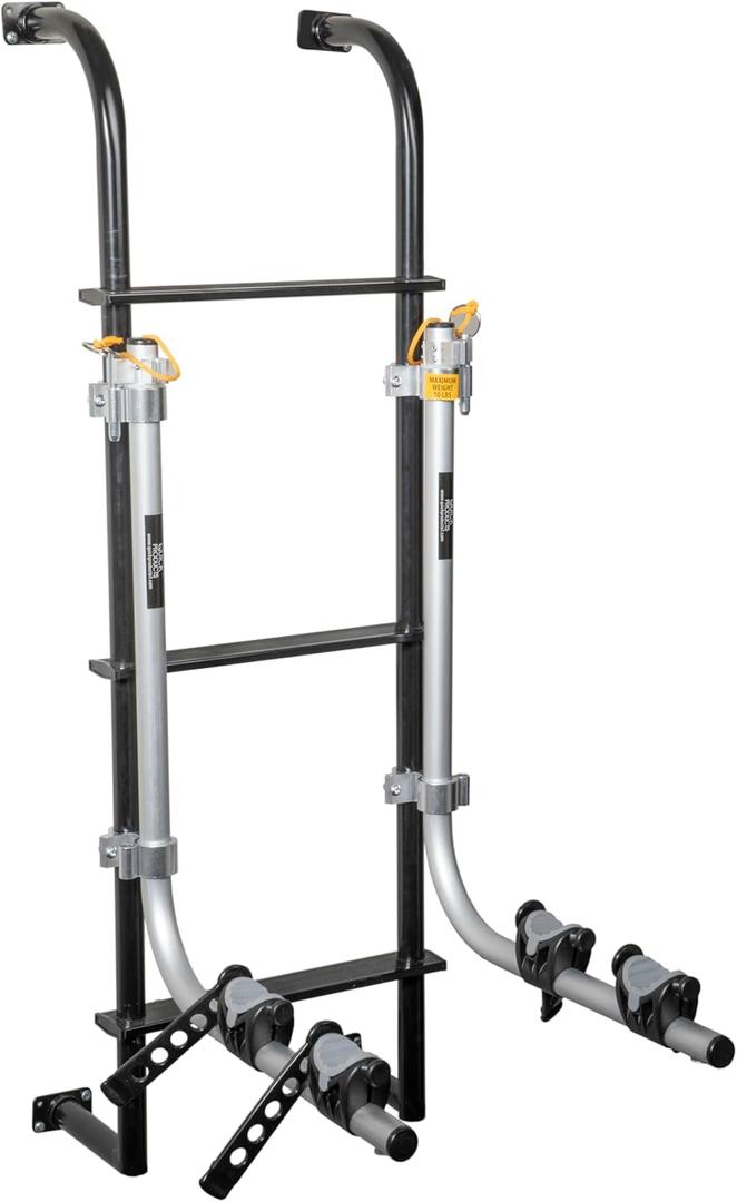 Quick Products QP-LA-102 Aluminum Ladder-Mount Bike Rack for Standard RV Ladder - Holds Two Bikes