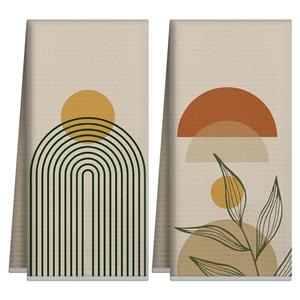 Boho Kitchen Towels - Decorative Boho Hand Towels Set of 2, Mid Century Modern Kitchen Decor