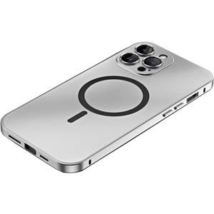 for iPhone Case,Compatible with MagSafe,Magnetic Luxury Aluminum Metal Frame,Military Grade Drop Protection Shockproof Phone Case (Silver,iPhone 14 Pro Max)