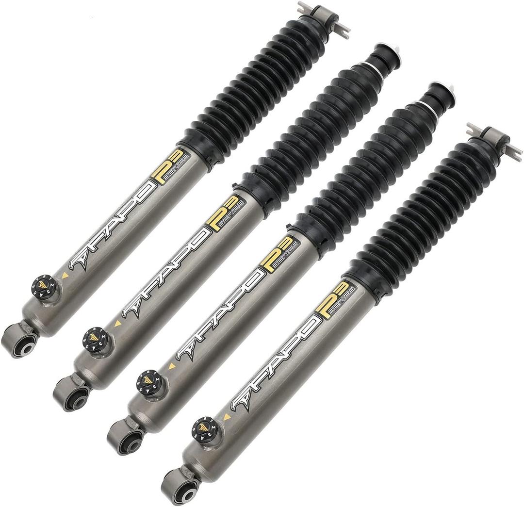 Front and Rear Shock Absorbers P3 Series Compatible With Jeep Wrangler JK 2007-2018 0-2.5" Lift Front and Rear Shock Absorbers P3 Series Compatible With Jeep Wrangler JK 2007-2018 0-2.5" Lift