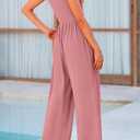PRETTYGARDEN Womens Summer Jumpsuits Dressy Casual One Piece Outfits Sleeveless Mock Neck Wide Leg Pants Rompers with Pockets (Pink, S)