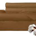 ROYALE LINENS 300 Thread Count 100% Long Staple Combed Cotton Sheet Set - 4 Piece Queen Bed Sheets - 1 Fitted, 1 Flat & 2 Pillow Cases - Soft Cool & Crisp Sheet Set (Queen, Chocolate)