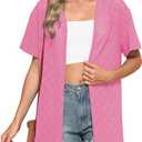 LILBETTER Womens Summer Lightweight Cardigan Short Sleeve Open Front Casual Loose Cover Ups 2025 (Pink, M)