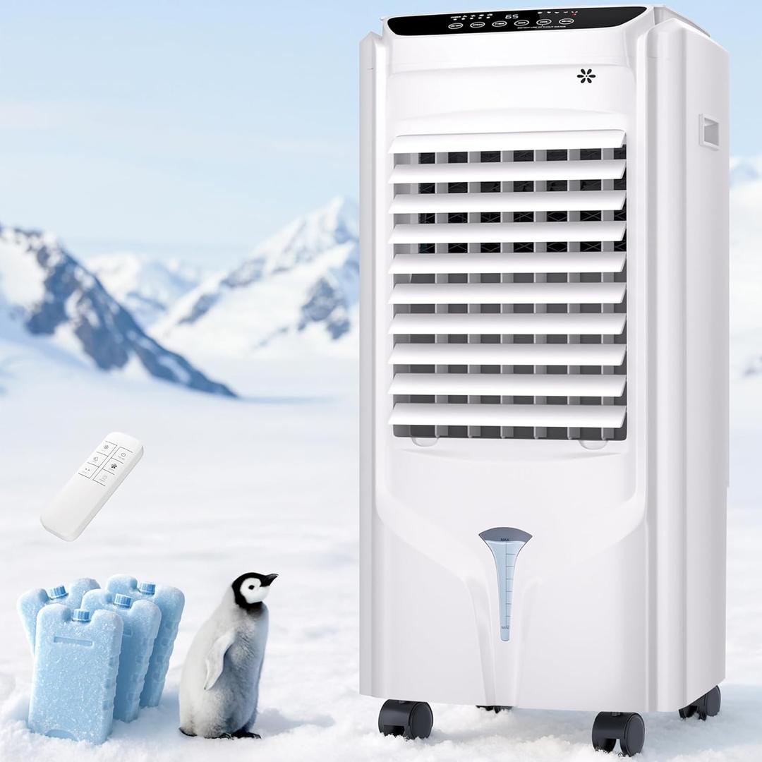 1800 CFM Swamp Cooler, Evaporative Air Cooler with 4.2-Gal Water Tank, 120 Oscillation, 12H Timer, Remote & Touch Control, Windowless Portable Air Conditioner for Indoor Office Outdoor Use