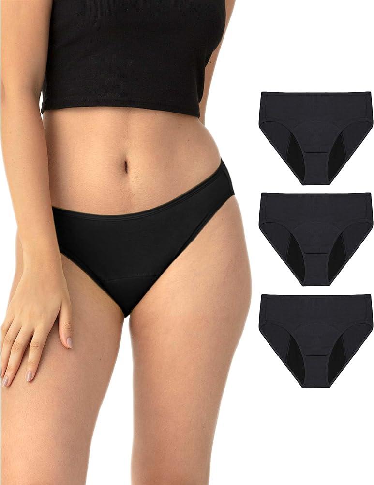 Neione Period Underwear Menstrual Panties Comfortable Modal Bikini Cheeky Briefs for Women Girls L