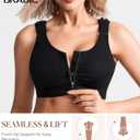 BRABIC Zip Front Closure Everyday Bra for Women Post Surgery Compression Support with Adjustable Straps Wirefree (Black, M)