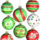 16Pcs 2.56 inch Christmas Ball Ornaments Set, Red Green Christmas Ball Ornaments for Christmas Tree Hanging Assorted Ornaments Bulk for Xmas Holiday Party Decor