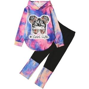 Woleroyir Girls Clothes Tie Dye Long Sleeve Hoodie Sweatshirt and Pants Sets Cute Girl Outfits Size 5-6 Years