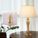 Table Lamp, Modern Nightstand Desk Lamp with Dimmer Switch and Bulb, Mid Century Lamp for Living Room and Office, Wood Bedside Lamp for Bedroom, Home Dcor, Natural Wood Finish