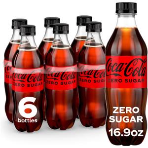 Coke Zero Sugar Diet Soda Soft Drink, 16.9 fl oz, 6 Pack Best Before: Sept 15, 2025