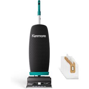 Kenmore BU1001 B200 Series Commercial Grade Vacuum Cleaner Lightweight 14L Capacity Bagged Upright Vac with LED Headlight and 2-Speed Setting Powerful Suction for Pets, Carpets & Hard Floor, Black