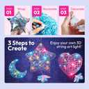 Klever Kits 3D String Art Kit for Kids, Light Up String Light Toy with 30 Multi-Colored LED Bulbs, Arts and Crafts Set, Birthday Gifts for Girls and Boys Ages 8+