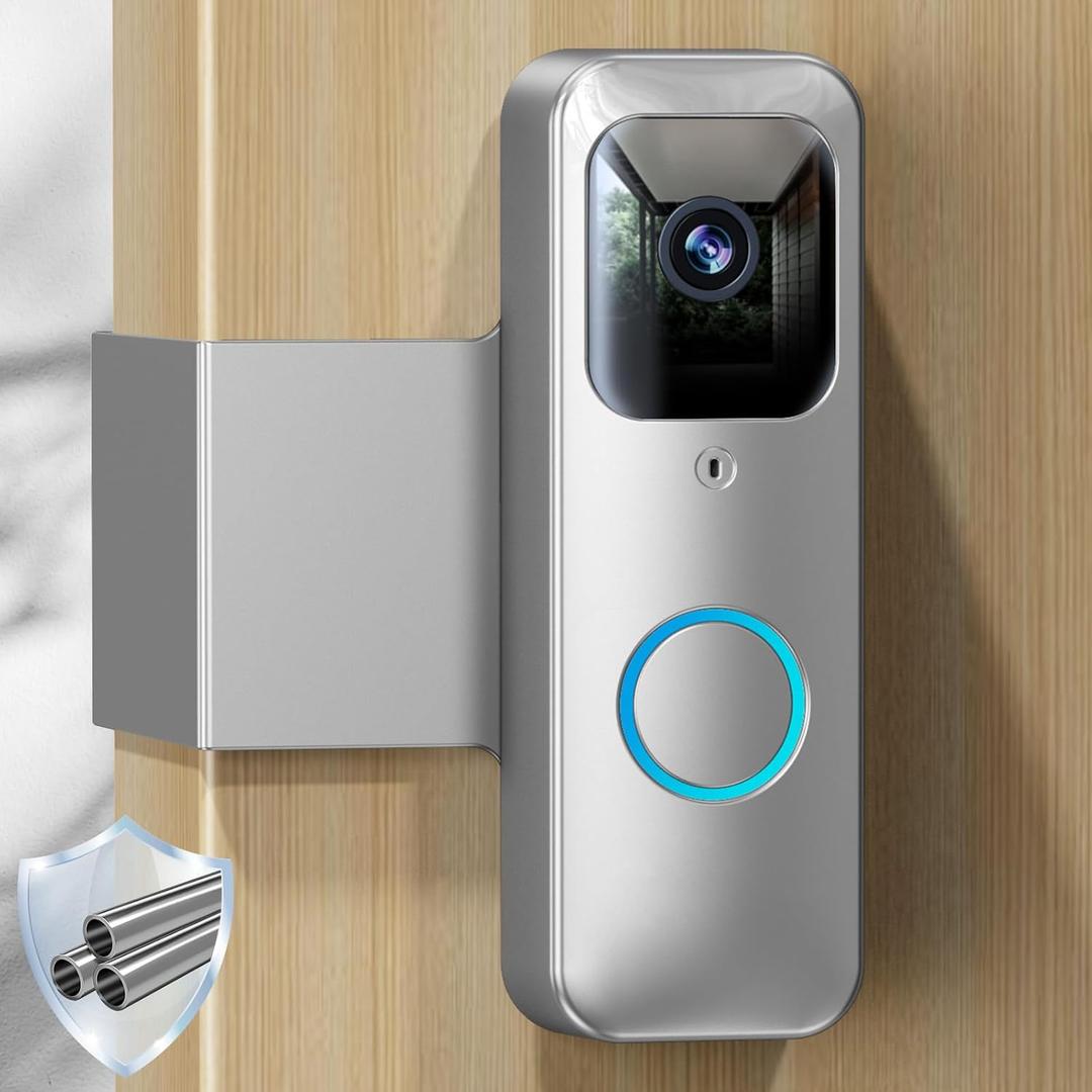 NANW Blink Doorbell Mount, NANW Full-Metal Anti-Theft Doorbell Camera Mount for Blink Video Doorbell 1st Gen, Not for 2nd Gen (Newest Model), No-Drill and Not Block Motion Sensor Bracket, Silver
