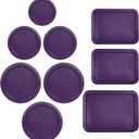 Replacement Lids for Pyrex Glass Food Storage Containers Rectangular (1) 1-Cup (2) 2-Cup (2) 4-Cup (1) 7-Cup (2) 3-Cup (1) 6-Cup Round Rectangle (Purple)