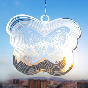 Wind Spinners Outdoor, 3D Butterfly Hanging Wind Spinners, 12 inches, Kinetic, Stainless-Steel Metal, Smooth Spinning, Indoor and Outdoor Decoration for Garden, Patio, Yard, Gift for Women Mom Wife, Red
