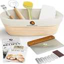 Superbaking 10" Oval Banneton Bread Proofing Basket  Sourdough Starter Kit for Crusty Artisan Style Loaves, Includes Essential Bread Baking Supplies & Tools - Ideal Gift for Bakers