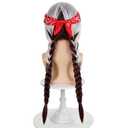 Probeauty Silver White ombre Brown Braids Wig for Men, Long Braided Wigs with Red Scarf for Halloween Costume Cosplay Party