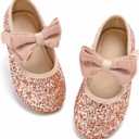 GINFIVE Toddler Girls Dress Shoes Mary Janes Ballerina Flats for Girls Shoes Toddler (Gf381-pink)