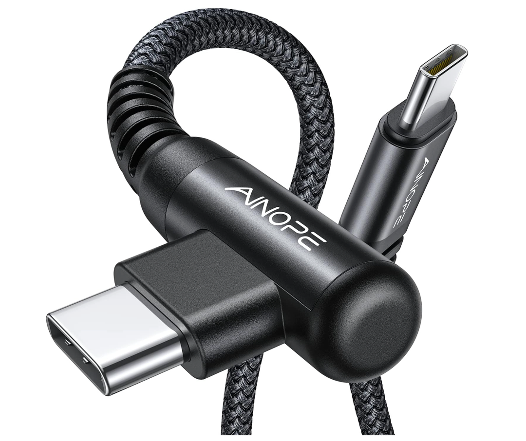 AINOPE USB C to USB C Cable (60W 2Pack 6.6ft) C to C Cable Fast Charging Type C Charger Fast Charging, Right Angle for Charging While Gaming & Lying Down Fit for iPhone 17 Pro Max Samsung iPad MacBook