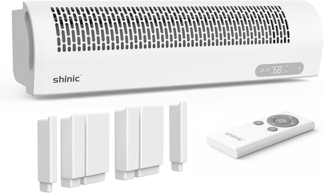 shinic Window Fan with Reversible Airflow, 4 Speeds, Thermostat Remote Control, Weather Resistant, Quiet Window Fan, 6 Spacer Blocks, Fits 26.0" - 39.7" Window, for Home Bedroom Kitchen Office, White, Large