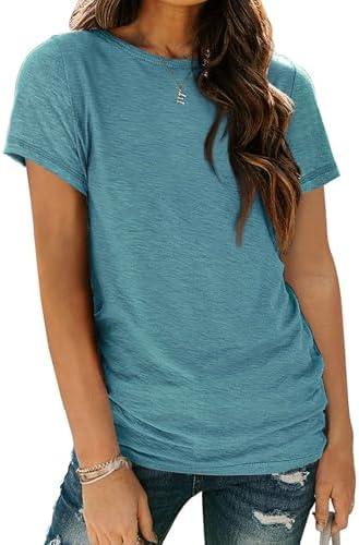 AUTOMET Womens Tops Shorts Sleeve Shirts for Summer Spring Beach Vacation Plus Size Oversized Casual Tee for Teen Girls 2025, 2XL