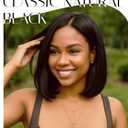 GORGIUS Black Bob Lace Front Wig Glueless Straight Short Wigs Upgrade with Human-Hair-Like Sythetic Hair Pre Cut Pre Plucked Side Part Hairline 12 Inch