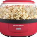 West Bend Stir Crazy Hot Oil Popcorn Popper, Popcorn Maker Machine with Large Serving Bowl Lid and Stirring Rod, 6-Qt., Red