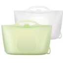 Silicone Travel Bottle Sterilizer Bags | 2000ml Microwave Steam Sterilizer Bags for Baby Bottles, Breast Pump & Pacifiers, Reusable Steam Sterilizing Bags for Travel and Home Use (Clear+Green)