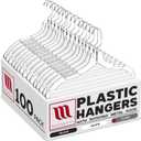 Mainetti Clear Plastic Clothes Hangers 100 Pack | 17-Inch Space Saving Hangers with 360 Swivel Metal Hook & Notches for Straps | Closet Hangers Ideal for Shirts, Tops, Dresses and Jackets (5400SCR)