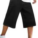GINGTTO Mens Baggy Jorts Y2k Long Black Jean Shorts for Men 90s Wide Leg Denim Shorts Men Loose Hip Hop 36