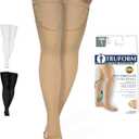 Truform Anti Embolism Stockings, Thigh High Post Surgery Recovery Hospital Style, 18 mmHg Compression for Men and Women, Full Length Ted Hose, Open Toe, Beige, Medium