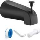 Tub Spout with Diverter, Slip On Bathtub Spout Fits 1/2'' Copper Tube(5/8'' Dia), Bathroom Tub Faucet with PTFE Tape & Hex Wrench, Matte Black