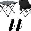 Portable Camping Chair Table Set,2 Pcs Folding Picnic Table Chair with Carry Bag,600D Oxford Fabric,Compact Camping Folding Table for Camping,Beach,Picnic,Fishing,Hiking,Patio BBQ Indoor Outdoor Use
