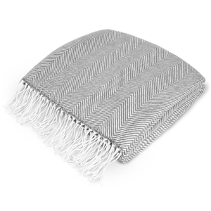 PAVILIA Light Gray Herringbone Throw for Couch, Decorative Outdoor Accent Blanket, Faux Cashmere, 50x60