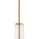 JONATHAN Y 13.25" Brass Gold/Clear Mid-Century Modern 1-Light LED Pendant Light Fixture, Adjustable Schoolhouse Hanging Lamp for Kitchen Island, Clear Glass Shade, LED Bulb Included (JYL6401C)