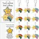 Henoyso 60 Sets Inspirational Star Keychain Bulk Valentines Employee Appreciation Gifts Bulk for Coworkers Office Staff Team