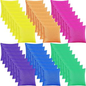 Jenaai 48 Pcs Nylon Bean Bags Colorful Bean Bag, 2.6 x 2.6 Tossing Bags (rose red, yellow, green, blue, orange, purple)