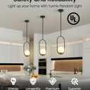 Yunnix Pendant Lights Kitchen Island, Pendant Light Fixtures, Modern Black Globe Glass Pendant Lighting, Mid Century Chandelier One Light for Bathroom Bedroom Dining Room(Bulb Not Included)