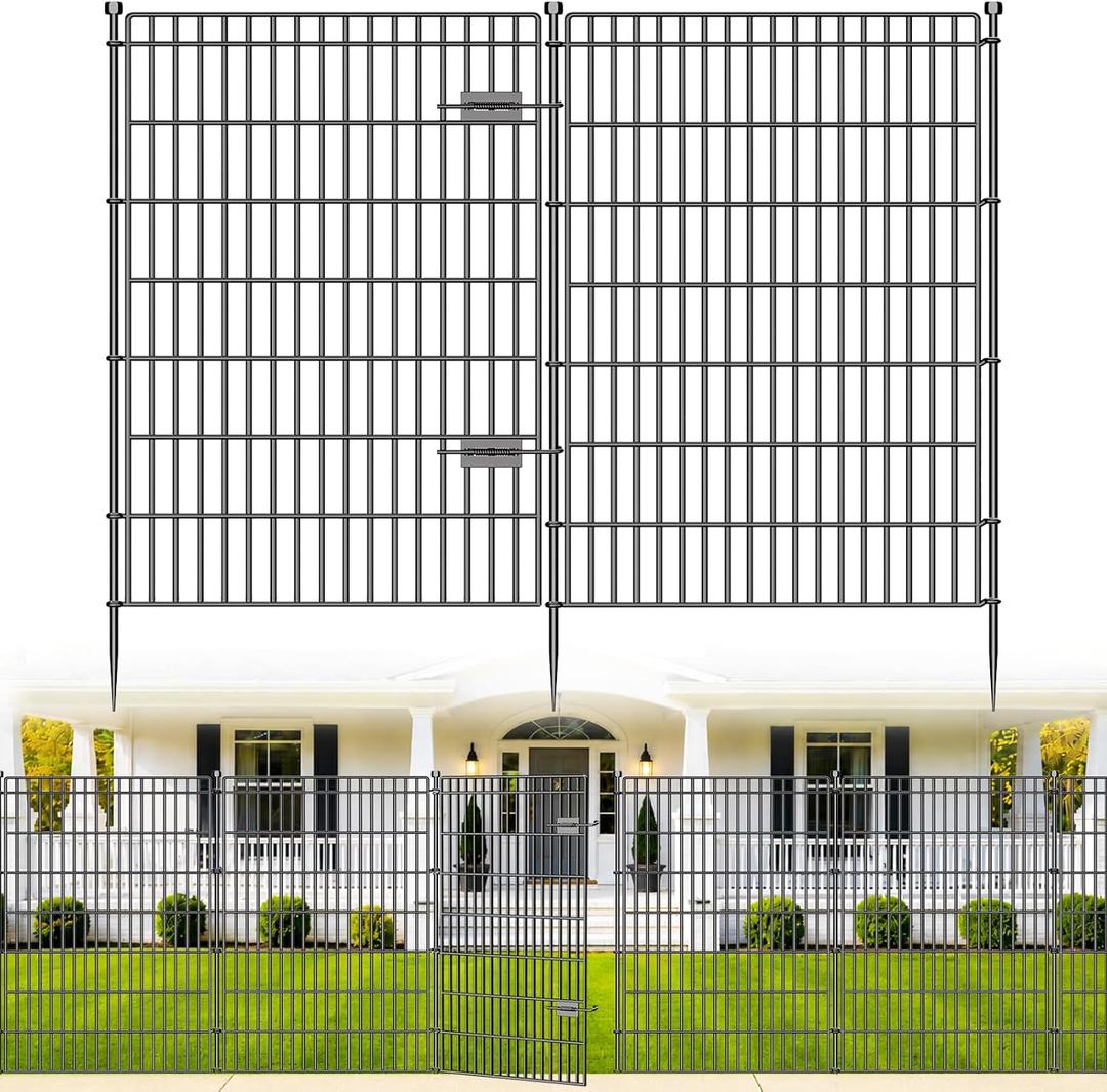 No Dig Garden Fence, Dog Fencing Outdoor for Yard, 10 Panels with Gate
48in(H) × 23.6ft(L) Rustproof Metal Animal Barrier Fence for Gardens, Patios and Decorative Flower Beds, Temporary Fencing