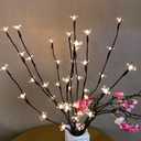 Battery Lighted Fairy Light Tree Pick Indoor Decor, 3 Pack 60 LED Artificial Cherry Blossom Flower Branches Twig Stick Lights for Vase, Valentines Holiday Christmas Decorations (Warm White)