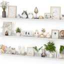 Heimlove 48 Inch Picture Ledge Shelf with Lip,White Floating Shelves for Wall Set of 3,Long Wall Shelves in Varying Depths for Living Room,Bedroom,Nursery,Bookshelf