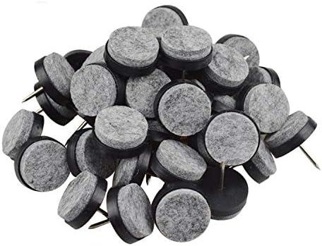 40pcs Round Heavy Duty Nail-on Felt Pad for Furniture Chair Table Leg Feet Floor Protectors Slide Smoothly (Black, Pad Diameter 20mm)