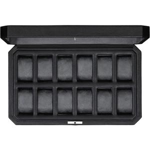 ROTHWELL 12 Slot Leather Watch Box for Men - Luxury Case Display Jewelry Organizer with Microsuede Liner - Travel Jewelry Case for Mens Accessories, Travel Organizer (Black & Grey)