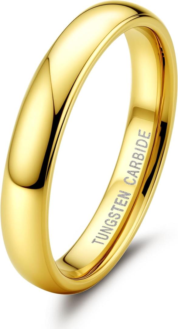 Jstyle 2mm 4mm 6mm 8mm Tungsten Rings for Men Women Hypoallergenic Wedding Band Rings Gold/Silver Domed High Polish Comfort Fit Size 6-12 Not Tarnished