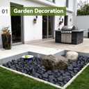 Pulovin 40 lbs Black Stones for Plants Indoor, 3-4 Inch Decorative River Rocks for Plants, Flower Pots, Vase, Polished Garden Stones for Outdoor Landscaping, Walkways, Yard