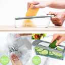 LHS Mandoline Slicer, 4 Sharp Stainless Steel Blades with Food Storage Container  Kitchen Tools for Cheese, Chocolate, Vegetables& Fruits - Dishwasher Safe (grey) (Gray)