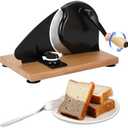 Manual Bread Slicer with Hand Crank - Adjustable Thickness Stainless Steel Bread Cutter for Even Slices, Versatile for Homemade Sourdough, Sandwich Bread & More, Suction Cup Base for Stability (Black)