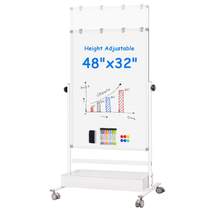 Maxtek Mobile White Board on Wheels 48x32, Magnetic Storage Easel Standing
Height Adjustable Dry Erase Board With Storage, Large Double-Sided Rolling Stand for Classroom, Home, School and Teachers