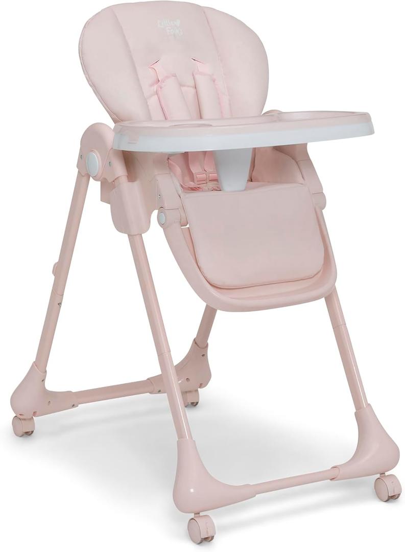 Delta Children Little Folks 2-in-1 SlimFold High Chair for Babies and Toddlers, Pink